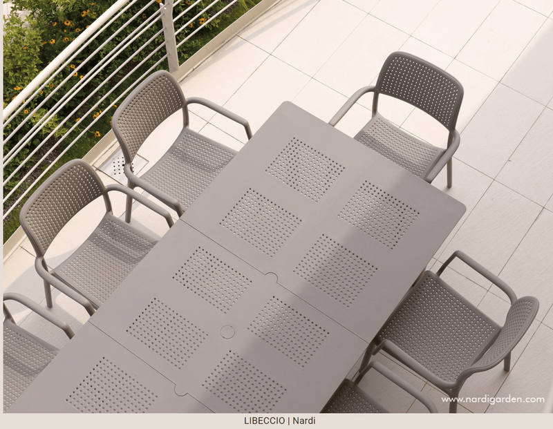 Load image into Gallery viewer, Libeccio Extensible Table - Custom Wood DesignsNardi Libeccio extensible outdoor table in tortora color with a sleek design, suitable for garden or patio use.Outdoor Table Nardi24575205075895Bianco