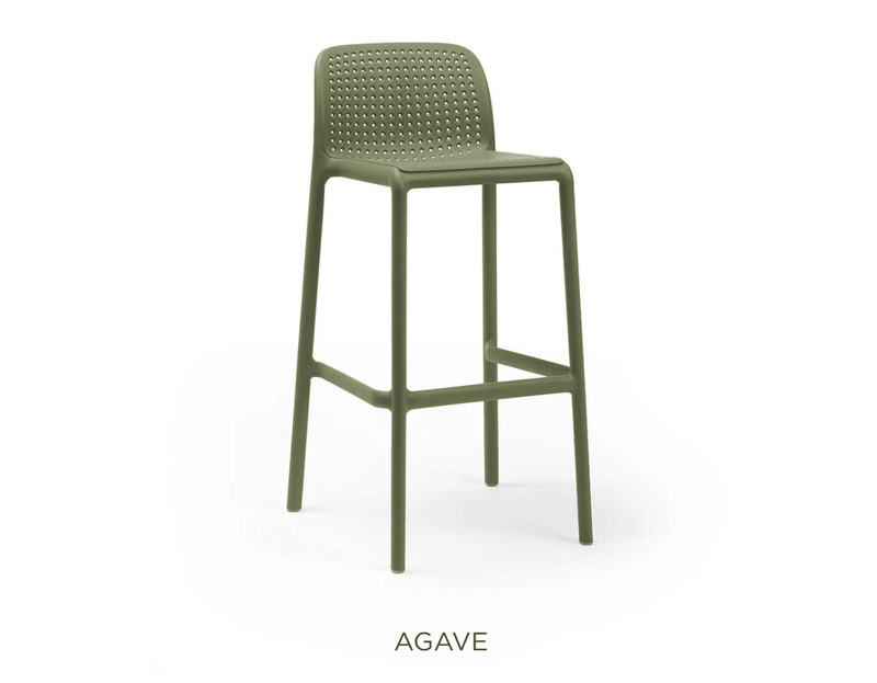 Load image into Gallery viewer, Lido Bar Stool by Nardi - Custom Wood DesignsNardi Lido high stackable outdoor bar stool with agave green finish on a patio setting, showcasing its sleek design and durable material.Nardi High Stool Stackable24575205413367Agave