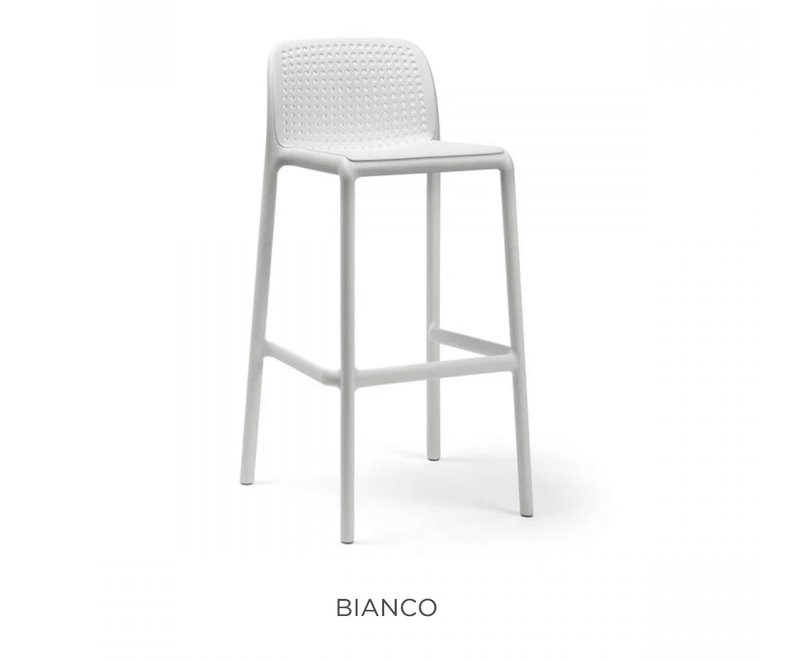 Load image into Gallery viewer, Lido Bar Stool by Nardi - Custom Wood DesignsNardi Lido high stackable outdoor bar stool in white with a modern design, suitable for patio or garden seating.Nardi High Stool Stackable24575205546135Bianco