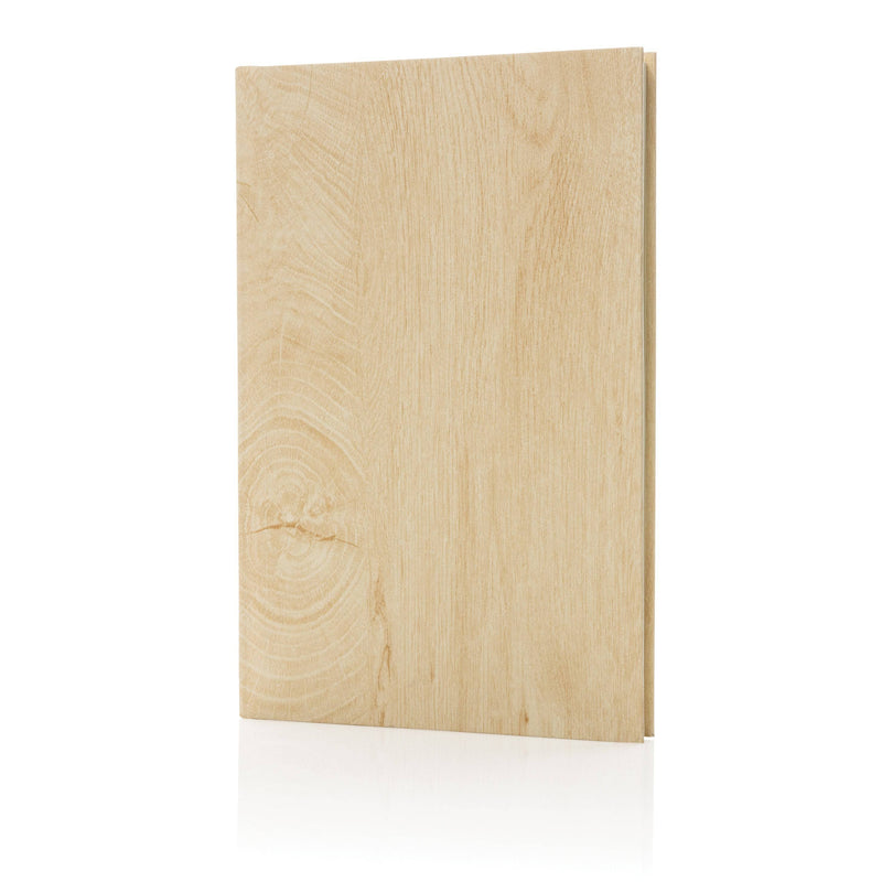Load image into Gallery viewer, Pack of 25 light brown wood print A5 notebooks by Custom Wood Designs, featuring natural wood grain covers.
