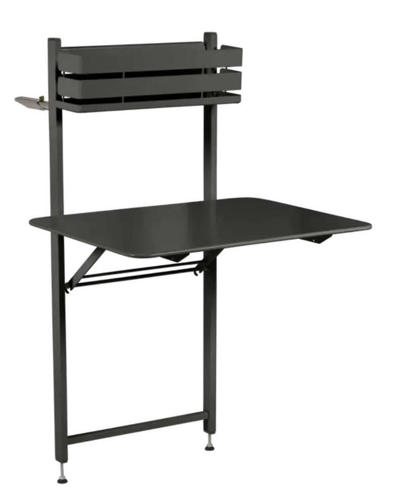 Load image into Gallery viewer, Fermob liquorice black foldable balcony table for outdoor or indoor use, compact metal furniture for apartments or hotel rooms
