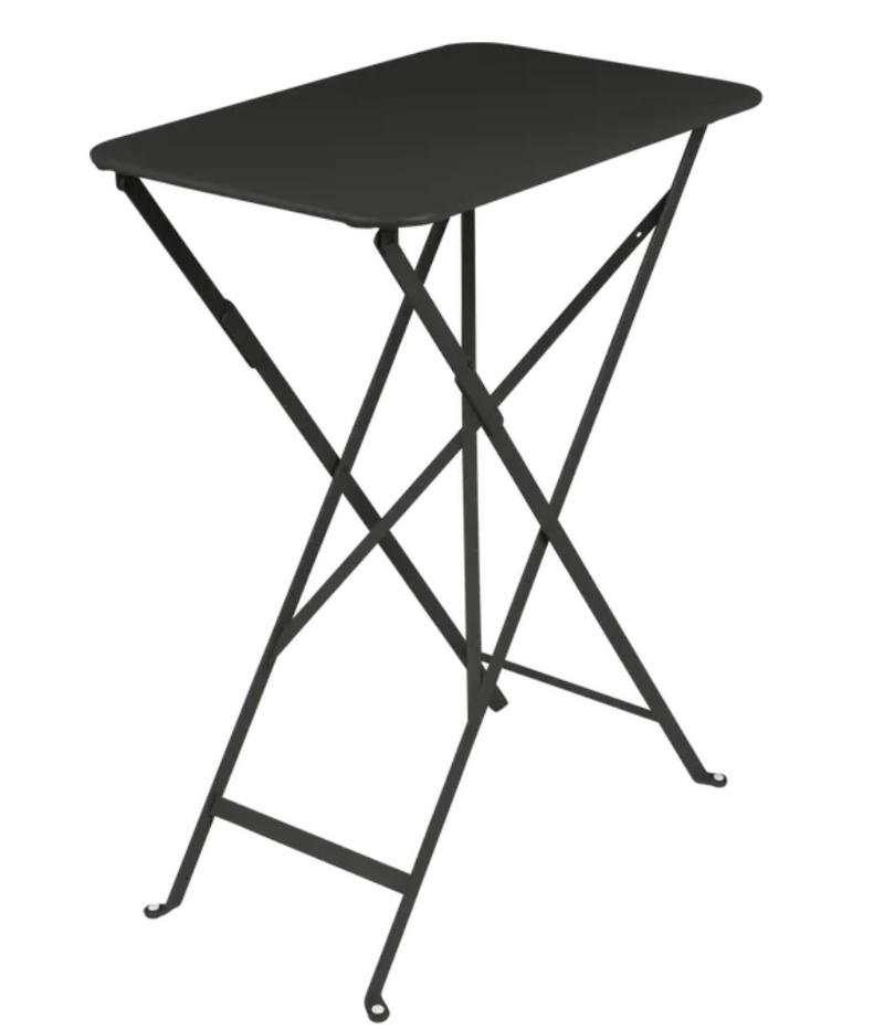 Load image into Gallery viewer, Fermob Bistro folding table in liquorice black, 57x37 cm, metal outdoor café table, UV-resistant, compact and foldable for small spaces.