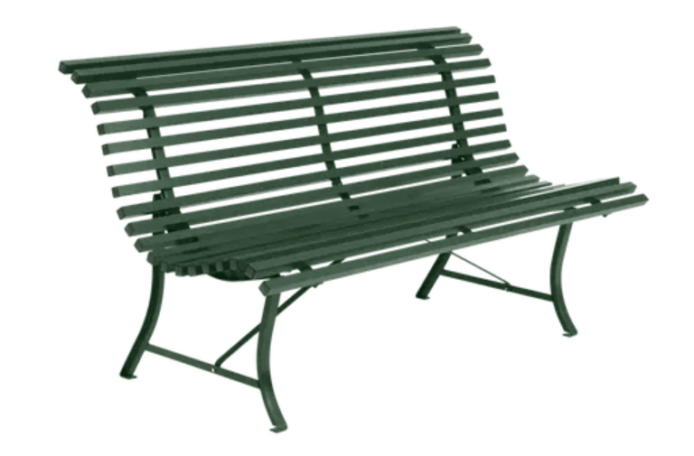 Load image into Gallery viewer, Louisiane 150cm Outdoor Bench - Custom Wood DesignsLouisiane 150cm outdoor folding bench by Fermob with cedar wood and steel frame, suitable for commercial outdoor furniture in IrelandFolding Bench Fermob5019.0Cedar Green