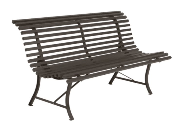 Load image into Gallery viewer, Louisiane 150cm Outdoor Bench - Custom Wood DesignsFermob Louisiane 150cm folding outdoor bench in Tonka Brown, steel construction, suitable for patio or garden seating.Folding Bench Fermob5004.0Tonka