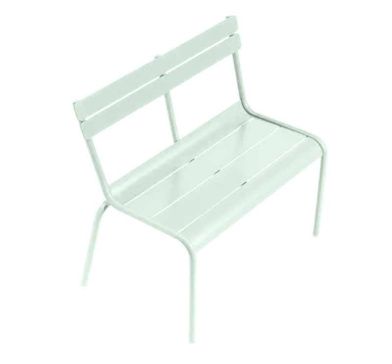 Load image into Gallery viewer, LUXEMBOURG KID BENCH – Fermob - Custom Wood DesignsIce mint Fermob Luxembourg Kid Bench, a charming small corner contract bench for kids, featuring colorful restaurant furniture design.Fermb Kids Corner Contract Bench24575201675447Ice Mint