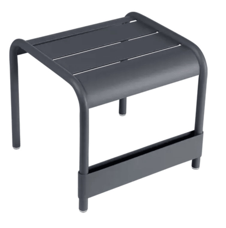 Load image into Gallery viewer, Fermob Luxembourg small low table or footrest in antracite color, measuring 44x42 cm, suitable for indoor or outdoor use.
