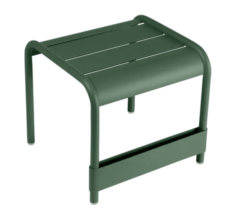 Load image into Gallery viewer, Fermob Luxembourg small low table or footrest in cedar green, measuring 44x42 cm, suitable for outdoor or indoor use