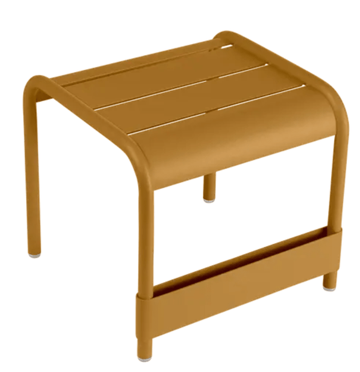Load image into Gallery viewer, Fermob Luxembourg small low table or footrest in gingerbread color, measuring 44x42 cm, with a sleek modern design.