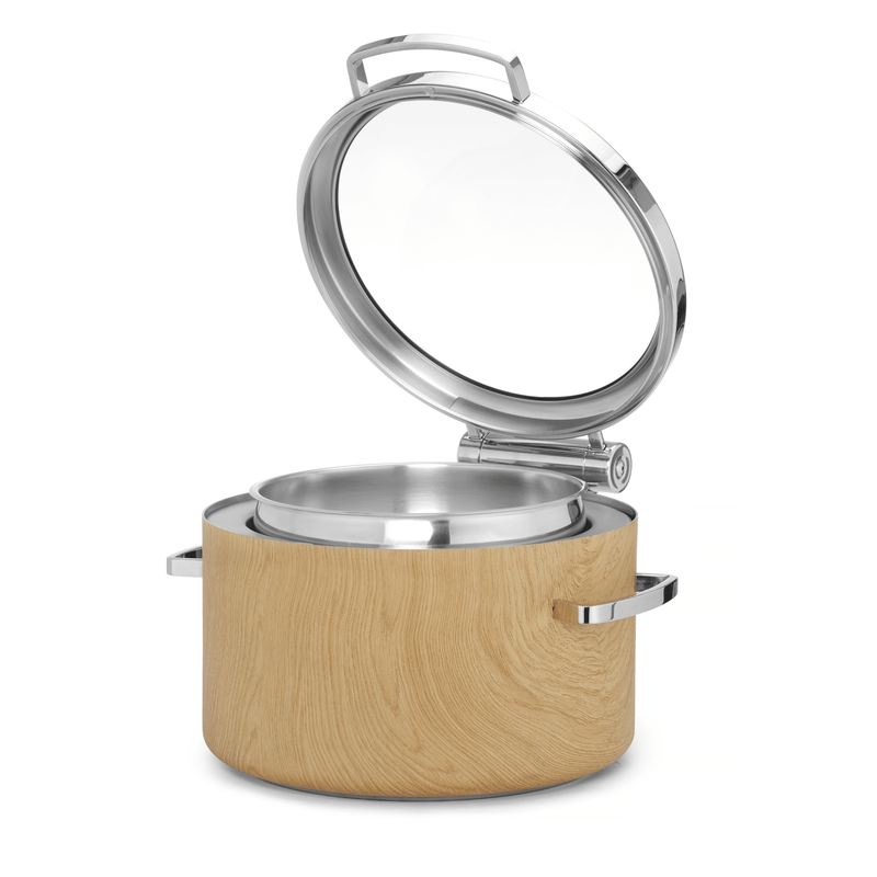 Load image into Gallery viewer, Madeira De Luxe Induction chafing dish round 11l with glass lid - Custom Wood DesignsFine Dine Madeira De Luxe 11L round induction chafing dish with glass lid, stainless steel warmer for professional catering.Induction warmer473542