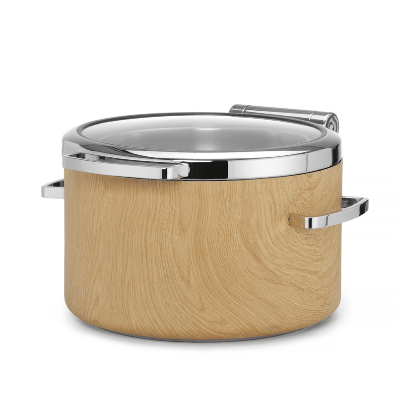 Load image into Gallery viewer, Madeira De Luxe Induction chafing dish round 11l with glass lid - Custom Wood DesignsRound Madeira De Luxe induction chafing dish with glass lid, 11L from Fine Dine, designed for warming and serving food.Induction warmer473542