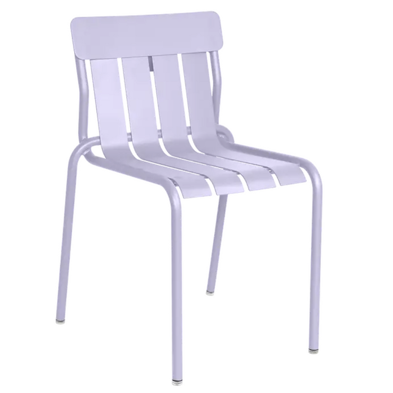 Load image into Gallery viewer, Fermob Stripe Chair Stackable outdoor dining chair with metal frame in white and blue stripes, suitable for patio or garden seating.