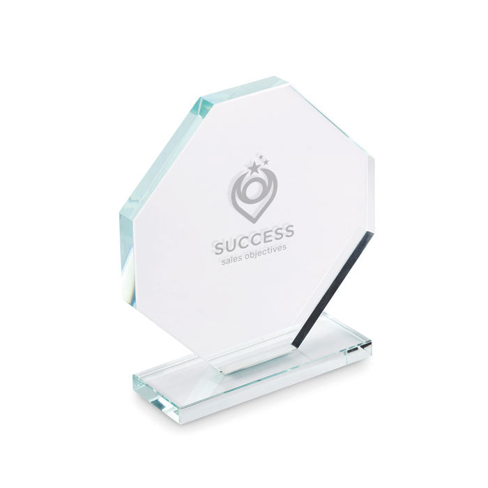 Load image into Gallery viewer, Octagon crystal award with logo branding example