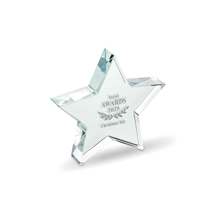 Load image into Gallery viewer, Glass star award with logo branding example