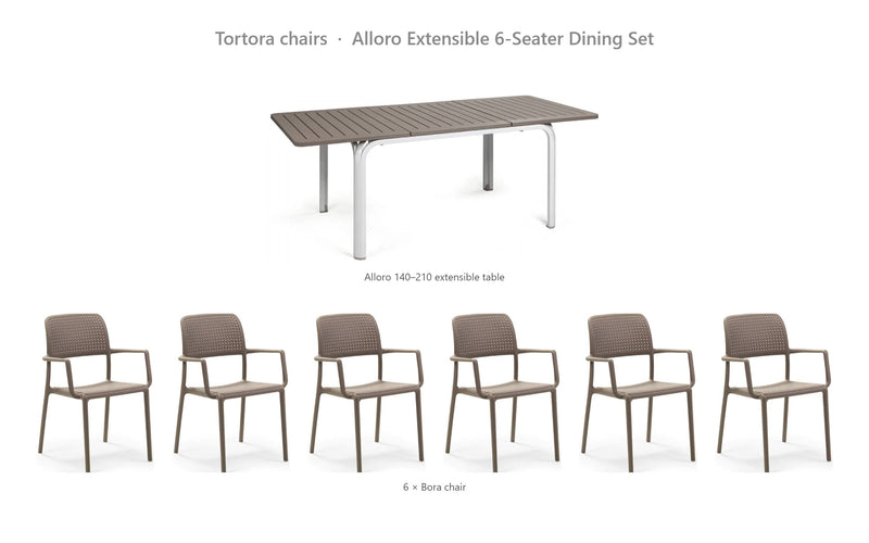 Load image into Gallery viewer, Nardi Alloro Extensible 6-Seater Dining Set – Tortora chairs