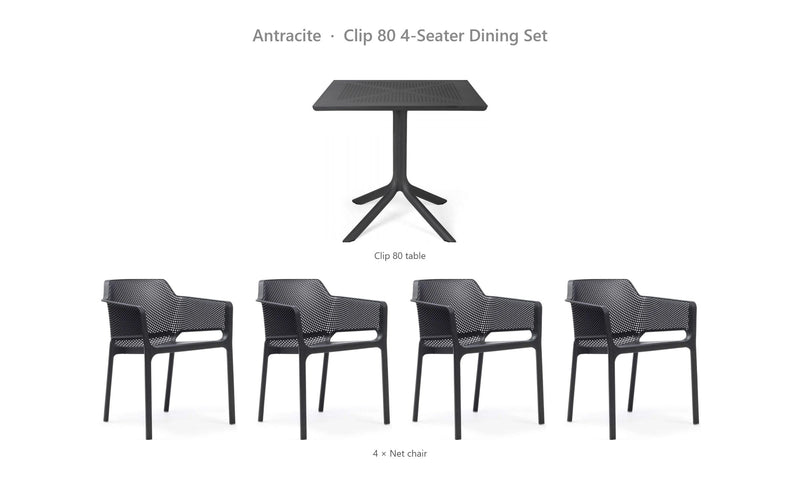 Load image into Gallery viewer, Nardi Clip 80 4-Seater Dining Set – Antracite