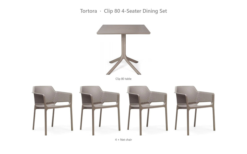 Load image into Gallery viewer, Nardi Clip 80 4-Seater Dining Set – Tortora
