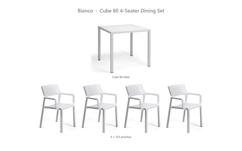 Load image into Gallery viewer, Nardi Cube 80 4-Seater Dining Set – Bianco