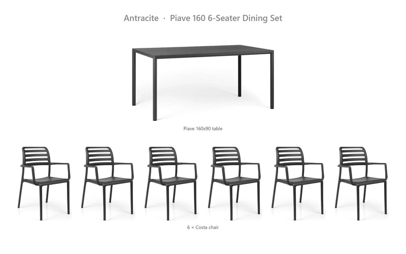 Load image into Gallery viewer, Nardi Piave 160 6-Seater Dining Set – Antracite