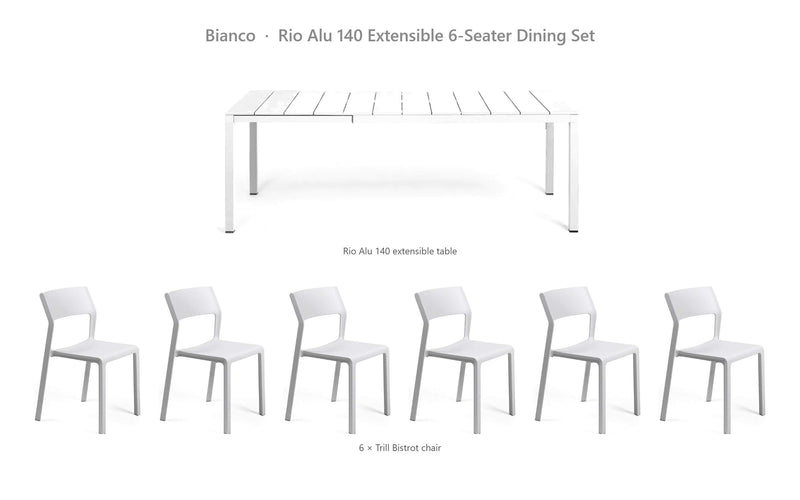 Load image into Gallery viewer, Nardi Rio Alu 140 Extensible 6-Seater Dining Set – Bianco