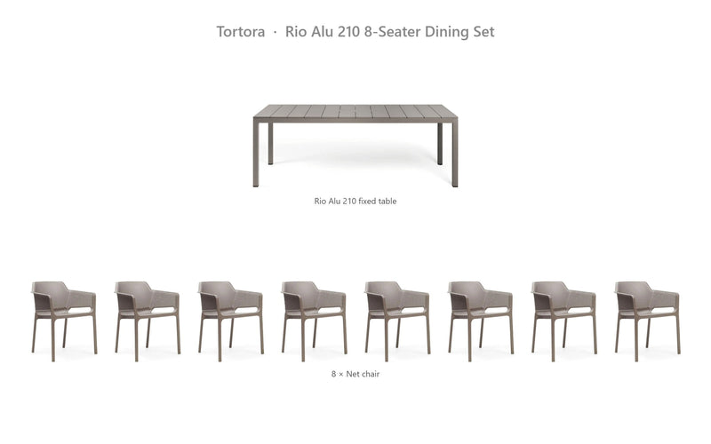 Load image into Gallery viewer, Nardi Rio Alu 210 8-Seater Dining Set – Tortora