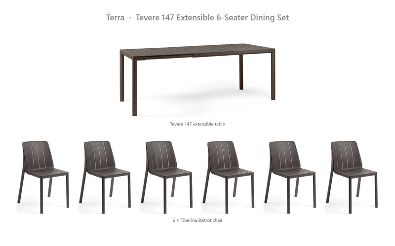 Load image into Gallery viewer, Nardi Tevere 147 Extensible 6-Seater Dining Set – Terra