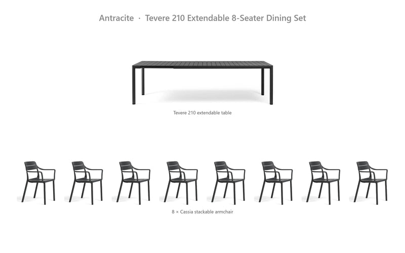 Load image into Gallery viewer, Nardi Tevere 210 Extendable 8-Seater Dining Set – Antracite