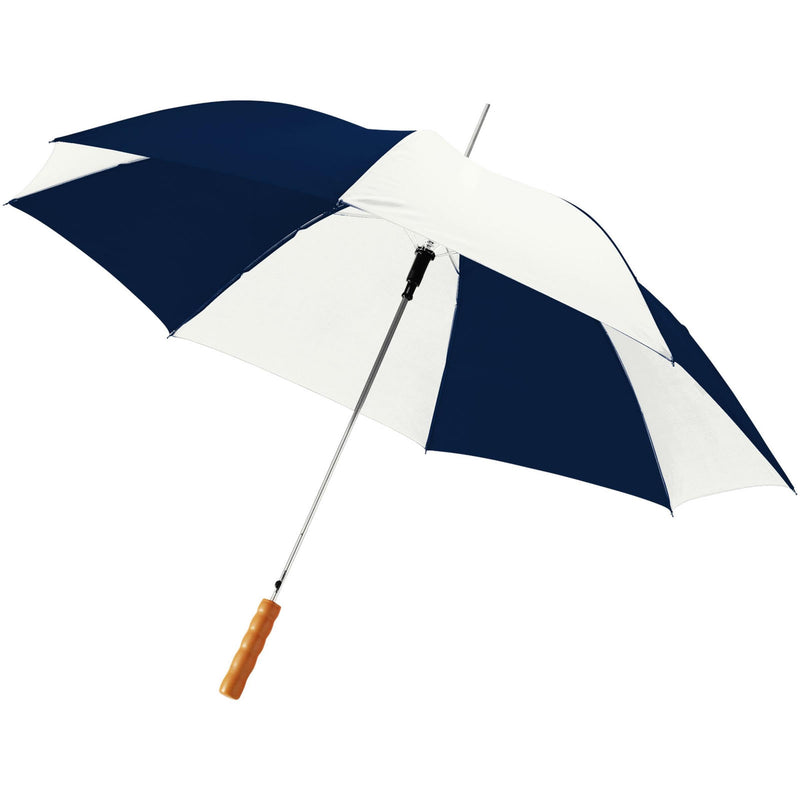 Load image into Gallery viewer, 23&quot;Umbrella with wooden handle pack of 25 Navy/White Custom Wood Designs __label: Multibuy navy-23-umbrella-with-wooden-handle-pack-of-25-53613607878999
