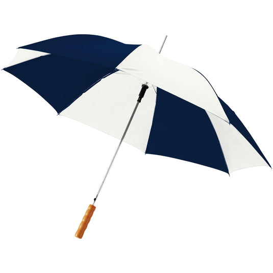 23"Umbrella with wooden handle pack of 25 Navy/White Custom Wood Designs __label: Multibuy navy-23-umbrella-with-wooden-handle-pack-of-25-53613607878999