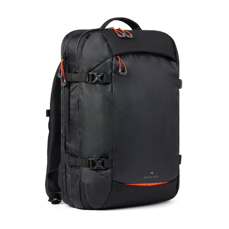 Load image into Gallery viewer, Nordic Drift RCS Travelling backpack 25L - Custom Wood DesignsNordic Drift RCS Travelling backpack 25L in black with adjustable straps and multiple compartments, suitable for travel and daily use.Bags & TravelND200.0501rPET,rPETblack