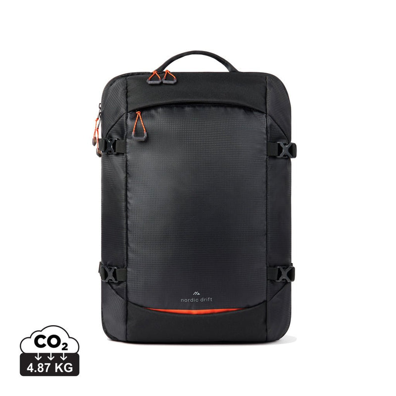 Load image into Gallery viewer, Nordic Drift RCS Travelling backpack 25L - Custom Wood DesignsNordic Drift RCS 25L travelling backpack with multiple compartments and padded straps, designed for comfortable travel and storage.Bags & TravelND200.0501rPET,rPETblack