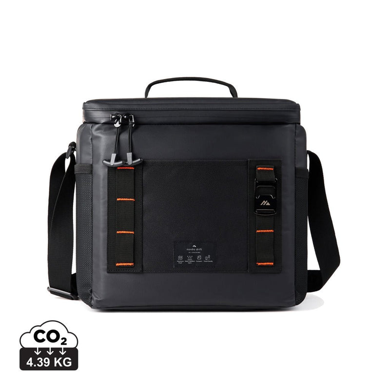 Load image into Gallery viewer, Nordic Drift Storm RCS water-repellent cooler bag 10L - Custom Wood DesignsNordic Drift Storm RCS outdoor water-repellent cooler bag, 10L, showing the insulated exterior with a zipper and carry handle.OutdoorND210.0301Polyester,Polyurethaneblack