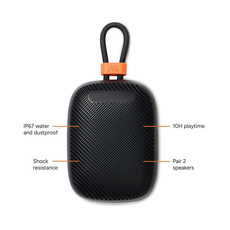 Load image into Gallery viewer, Nordic Drift Titan IP67 Water and Dustproof 5W Speaker - Custom Wood DesignsNordic Drift Titan IP67 waterproof 5W audio speaker showing its rugged design and durable water and dustproof features.AudioND440.0001Recycled ABS,Recycled Polyurethaneblack