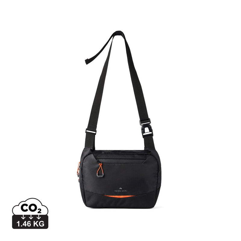 Load image into Gallery viewer, Nordic Drift Trail RCS Crossbody bag 4L - Custom Wood DesignsNordic Drift Trail RCS crossbody bag in black with adjustable strap, compact 4L travel bag for essentials.Bags & TravelND200.0401rPET,rPETblack