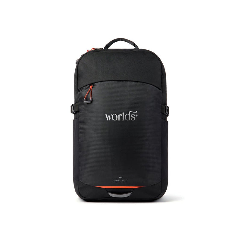Load image into Gallery viewer, Nordic Drift Trail RCS daypack 16L - Custom Wood DesignsNordic Drift Drift Trail RCS 16L daypack in black with adjustable straps and multiple compartments, designed for travel and outdoor use.Bags & TravelND200.0201rPET,rPETblack