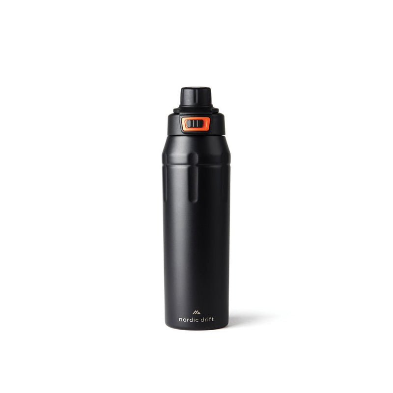 Load image into Gallery viewer, Nordic Drift Trail RCS Insulated Lockable Sports Bottle - Custom Wood DesignsNordic Drift insulated lockable sports bottle, Nordic Drift RCS Drift Trail Drinkware, with leak-proof lid and sleek designDrinkwareND310.0101Recycled Stainless steel,Polypropyleneblack