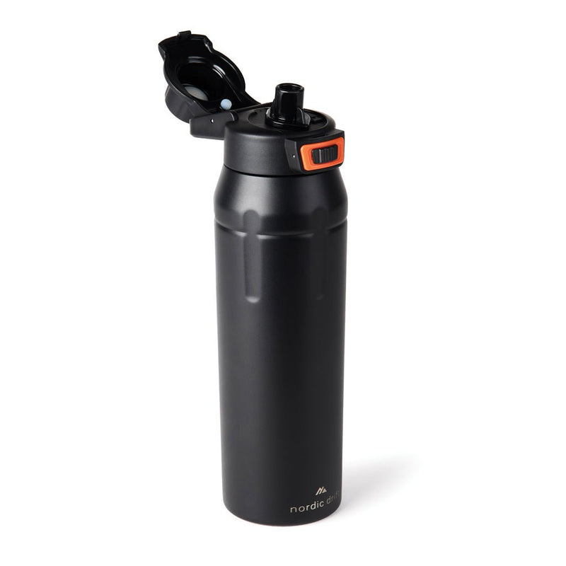 Load image into Gallery viewer, Nordic Drift Trail RCS Insulated Lockable Sports Bottle - Custom Wood DesignsNordic Drift Drift Trail RCS insulated sports bottle with lockable lid, durable drinkware for outdoor activitiesDrinkwareND310.0101Recycled Stainless steel,Polypropyleneblack