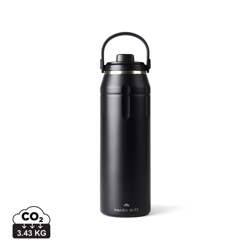 Load image into Gallery viewer, Nordic Drift Trail RCS Insulated sports bottle 940ml - Custom Wood DesignsNordic Drift Drift Trail RCS insulated sports bottle 940ml, black with a screw-top lid, designed for outdoor hydrationDrinkwareND310.0001Recycled Stainless steel,Polypropyleneblack