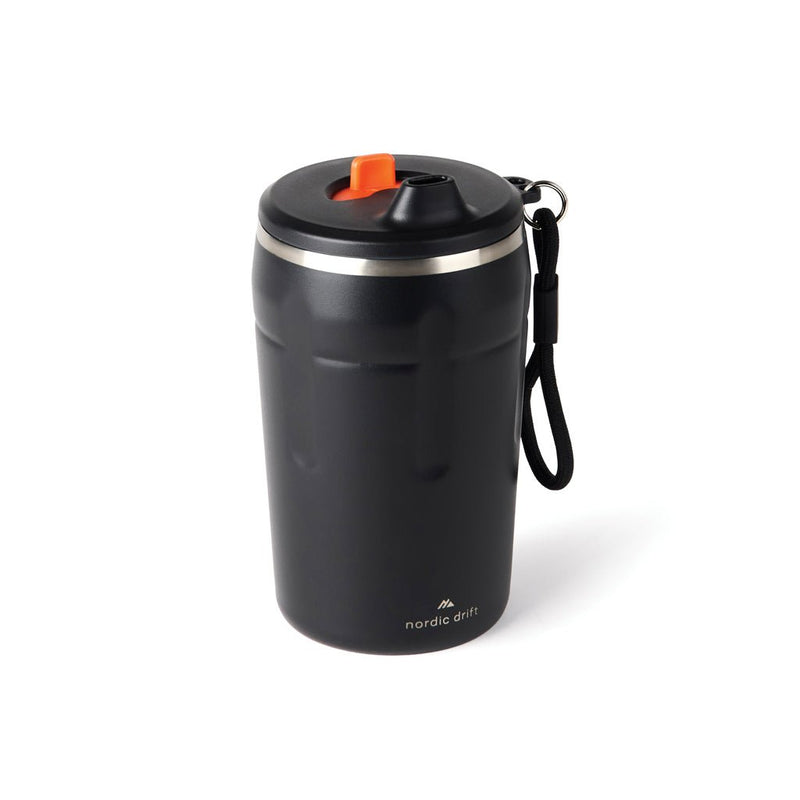 Load image into Gallery viewer, Nordic Drift Trail RCS Lockable And Leakproof Coffee Mug 350 - Custom Wood DesignsNordic Drift 350ml leakproof coffee mug with lockable lid, black drinkware, durable and stylish for travel or daily use.DrinkwareND310.0201Recycled Stainless steel,Polypropyleneblack