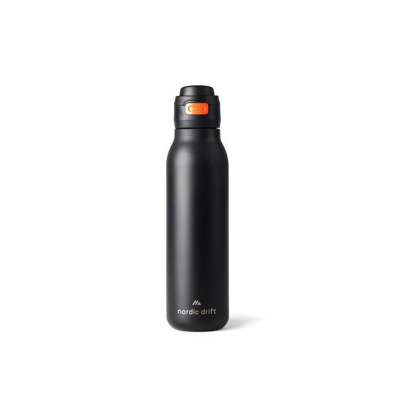 Load image into Gallery viewer, Nordic Drift Trail RCS Single Wall Water Bottle 750ml - Custom Wood DesignsNordic Drift Trail RCS 750ml single wall water bottle in black, made of durable drinkware with a sleek design.DrinkwareND310.0301Recycled Stainless steelblack