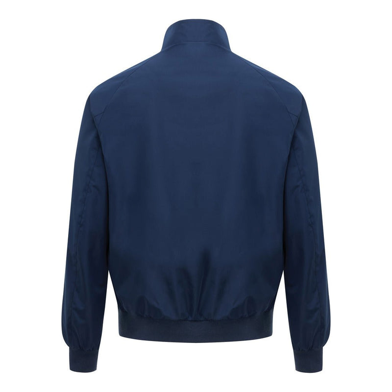 Load image into Gallery viewer, Iqoniq Odin recycled polyester urban jacket in navy with custom wood design, showcasing durable textile and modern streetwear style.