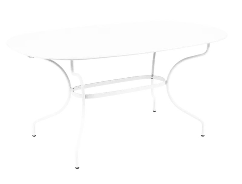 Load image into Gallery viewer, Fermob OPÉRA+ oval outdoor metal table in white, 160x90 cm, six-seater, suitable for patio or garden dining.