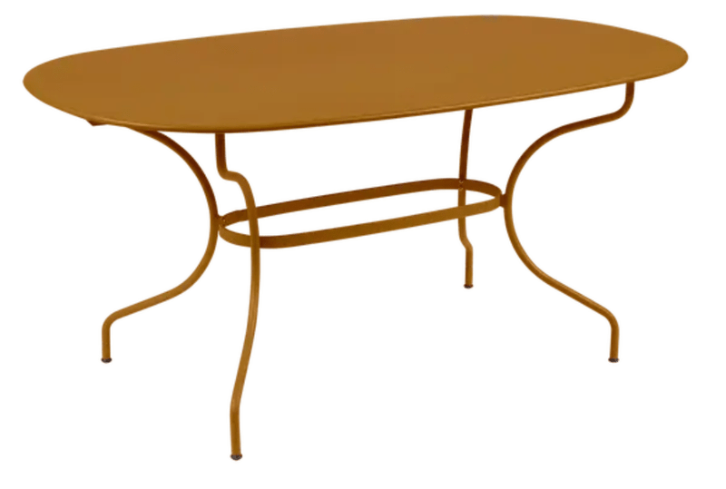 Load image into Gallery viewer, Fermob OPÉRA+ oval metal outdoor table, 160 x 90 cm, six-seater with a gingerbread finish for patio or garden dining.