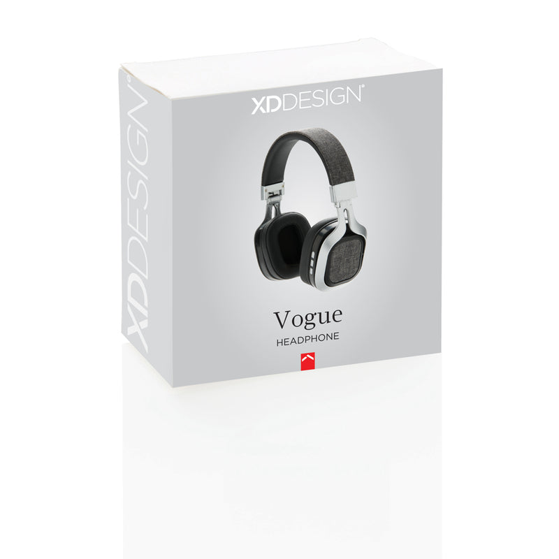 Load image into Gallery viewer, XD Design Vogue Headphone, sleek black audio headphones with cushioned ear cups and adjustable headband, designed for comfort.
