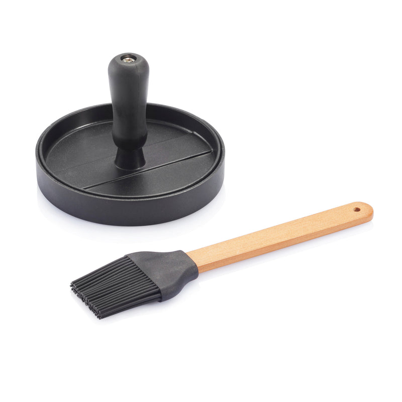 Load image into Gallery viewer, BBQ set with hamburger press and brush - Custom Wood Designs