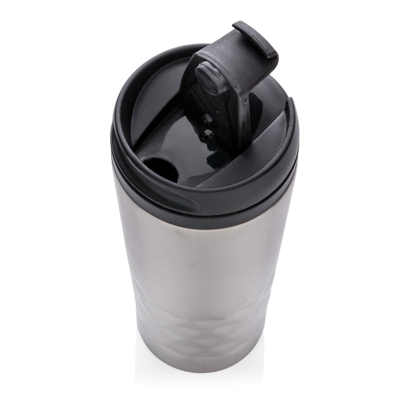 Load image into Gallery viewer, Geometric XD Collection drinkware mug with black and white geometric pattern on ceramic surface.