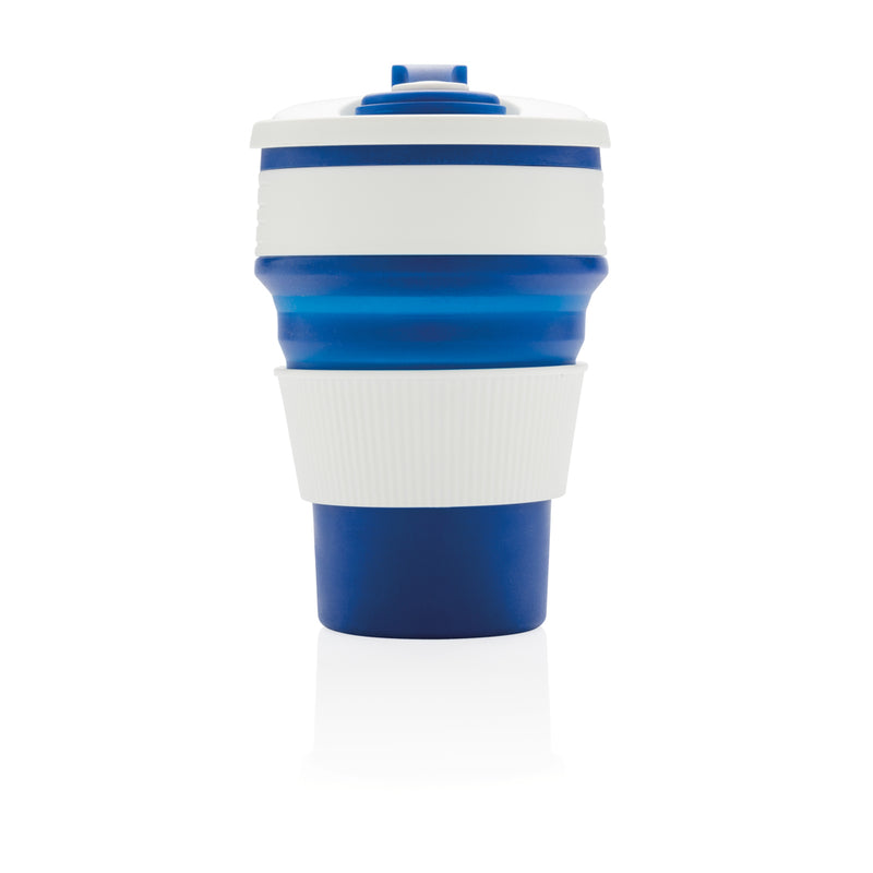 Load image into Gallery viewer, Foldable silicone drinkware cup by XD Collection, showing flexible, portable silicone cup in a folded and expanded state.