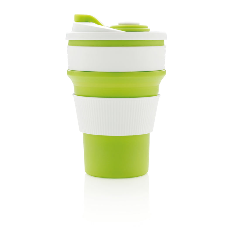 Load image into Gallery viewer, Foldable silicone drinkware cup from XD Collection, showing flexible, portable design with a wide opening and vibrant color.