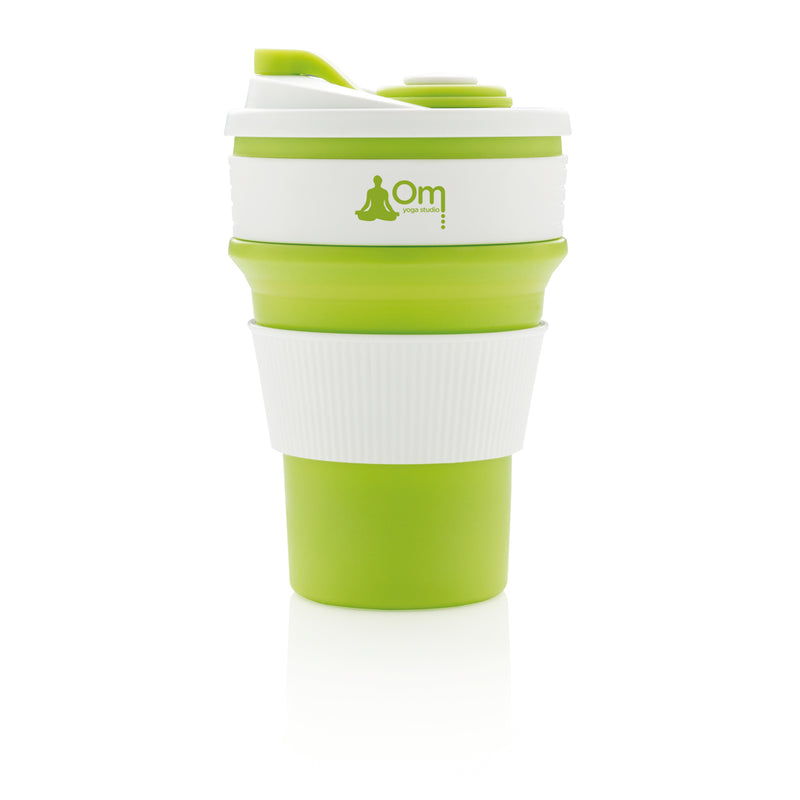 Load image into Gallery viewer, Foldable silicone drinkware cup by XD Collection, compact and flexible for portable use, with a colorful silicone exterior.