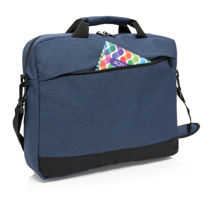 Load image into Gallery viewer, Slim black XD Collection Trend 15-inch laptop bag with padded shoulder strap and multiple compartments, designed for travel and daily use.