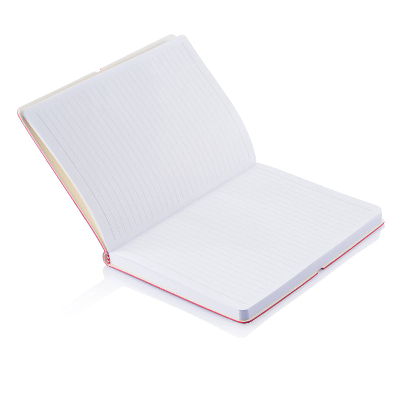 Load image into Gallery viewer, Deluxe softcover A5 notebook by XD Collection with smooth black cover and visible elastic band closure.